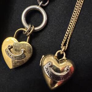 Juicy Couture Gold Tone Heart Necklace lot of 2